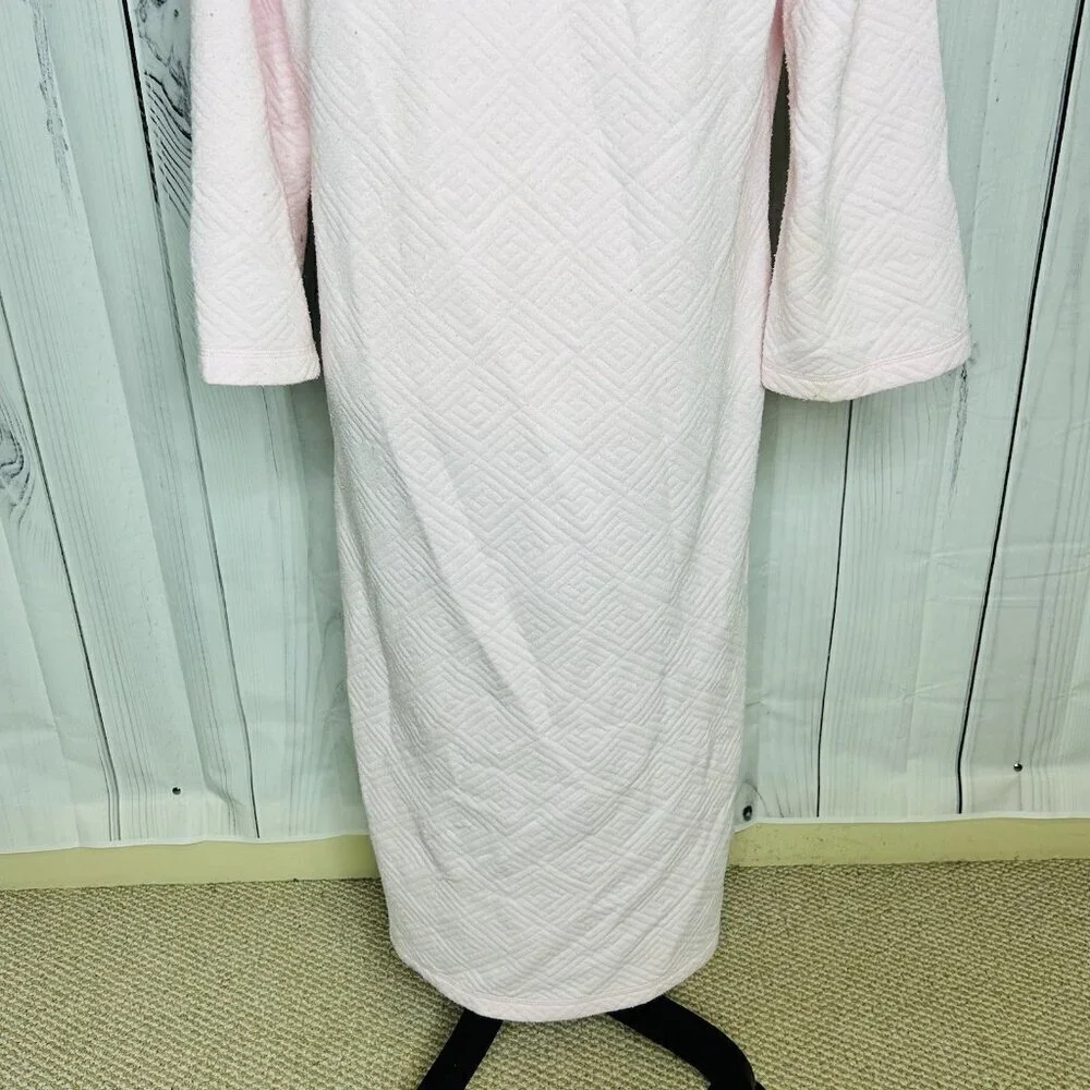 Miss Elaine Quilted Long Sleeve Robe Full Zip Sz S Embroidered Tasseled Vintage